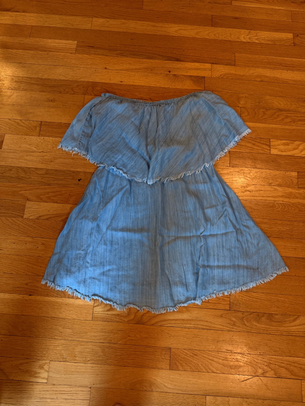 Lightweight Denim Elan Frayed Hem Women’s minidress
